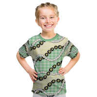 Green Palaka Hawaii Kid T Shirt Kukui Nut Pikake Lei Hawaiian Tapa Pattern - Polynesian Pride