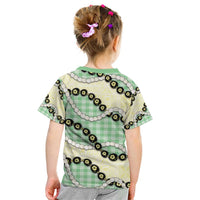 Green Palaka Hawaii Kid T Shirt Kukui Nut Pikake Lei Hawaiian Tapa Pattern LT14 - Polynesian Pride