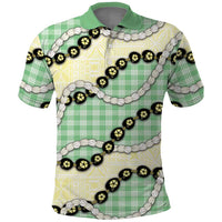 Green Palaka Hawaii Polo Shirt Kukui Nut Pikake Lei Hawaiian Tapa Pattern - Polynesian Pride
