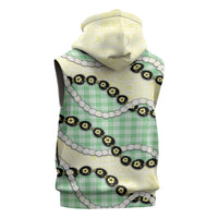 Green Palaka Hawaii Sleeveless Zip Hoodie Kukui Nut Pikake Lei Hawaiian Tapa Pattern - Polynesian Pride