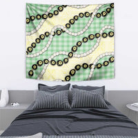 Green Palaka Hawaii Tapestry Kukui Nut Pikake Lei Hawaiian Tapa Pattern - Polynesian Pride