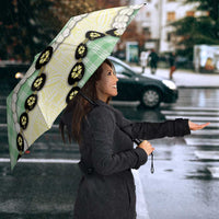 Green Palaka Hawaii Umbrella Kukui Nut Pikake Lei Hawaiian Tapa Pattern - Polynesian Pride