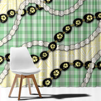 Green Palaka Hawaii Window Curtain Kukui Nut Pikake Lei Hawaiian Tapa Pattern - Polynesian Pride