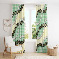 Green Palaka Hawaii Window Curtain Kukui Nut Pikake Lei Hawaiian Tapa Pattern - Polynesian Pride