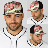 Red Palaka Hawaii Baseball Net Cap Kukui Nut Pikake Lei Hawaiian Tapa Pattern - Polynesian Pride