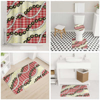 Red Palaka Hawaii Bathroom Set Kukui Nut Pikake Lei Hawaiian Tapa Pattern - Polynesian Pride