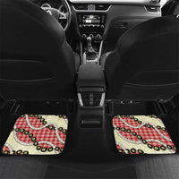 Red Palaka Hawaii Car Mats Kukui Nut Pikake Lei Hawaiian Tapa Pattern - Polynesian Pride