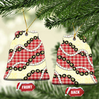 Red Palaka Hawaii Ceramic Ornament Kukui Nut Pikake Lei Hawaiian Tapa Pattern - Polynesian Pride