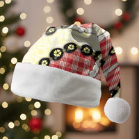 Red Palaka Hawaii Christmas Santa Hat Kukui Nut Pikake Lei Hawaiian Tapa Pattern LT14 Without Fur Red - Polynesian Pride