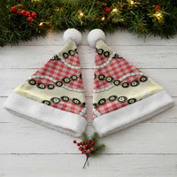 Red Palaka Hawaii Christmas Santa Hat Kukui Nut Pikake Lei Hawaiian Tapa Pattern LT14 - Polynesian Pride