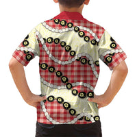 Red Palaka Hawaii Family Matching Short Sleeve Bodycon Dress and Hawaiian Shirt Kukui Nut Pikake Lei Hawaiian Tapa Pattern - Polynesian Pride