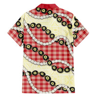 Red Palaka Hawaii Family Matching Tank Maxi Dress and Hawaiian Shirt Kukui Nut Pikake Lei Hawaiian Tapa Pattern - Polynesian Pride