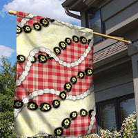 Red Palaka Hawaii Garden Flag Kukui Nut Pikake Lei Hawaiian Tapa Pattern - Polynesian Pride