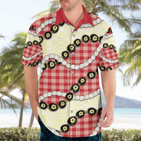 Red Palaka Hawaii Hawaiian Shirt Kukui Nut Pikake Lei Hawaiian Tapa Pattern - Polynesian Pride