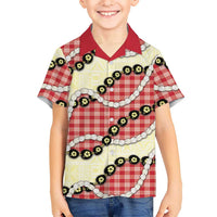 Red Palaka Hawaii Hawaiian Shirt Kukui Nut Pikake Lei Hawaiian Tapa Pattern - Polynesian Pride