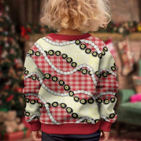 Red Palaka Hawaii Kid Ugly Christmas Sweater Kukui Nut Pikake Lei Hawaiian Tapa Pattern - Polynesian Pride