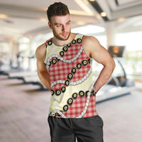 Red Palaka Hawaii Men Tank Top Kukui Nut Pikake Lei Hawaiian Tapa Pattern - Polynesian Pride