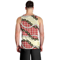 Red Palaka Hawaii Men Tank Top Kukui Nut Pikake Lei Hawaiian Tapa Pattern - Polynesian Pride