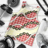 Red Palaka Hawaii Men Tank Top Kukui Nut Pikake Lei Hawaiian Tapa Pattern - Polynesian Pride