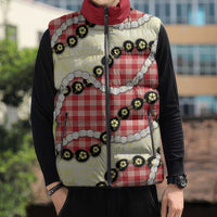 Red Palaka Hawaii Sleeveless Puffer Jacket Kukui Nut Pikake Lei Hawaiian Tapa Pattern - Polynesian Pride