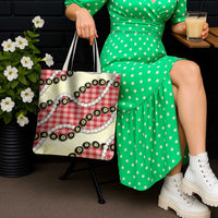 Red Palaka Hawaii Tote Bag Kukui Nut Pikake Lei Hawaiian Tapa Pattern - Polynesian Pride