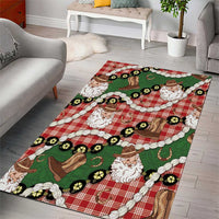 Cowboy Hawaii Mele Kalikimaka Area Rug Paniolo Kukui Nut Pikake Lei Red Version - Polynesian Pride