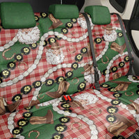 Cowboy Hawaii Mele Kalikimaka Back Car Seat Cover Paniolo Kukui Nut Pikake Lei Red Version - Polynesian Pride