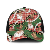 Cowboy Hawaii Mele Kalikimaka Baseball Net Cap Paniolo Kukui Nut Pikake Lei Red Version LT14 One Size Black Red - Polynesian Pride
