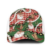 Cowboy Hawaii Mele Kalikimaka Baseball Net Cap Paniolo Kukui Nut Pikake Lei Red Version LT14 One Size White Red - Polynesian Pride
