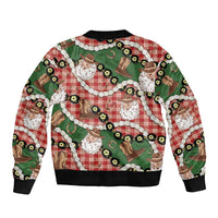 Cowboy Hawaii Mele Kalikimaka Bomber Jacket Paniolo Kukui Nut Pikake Lei Red Version - Polynesian Pride