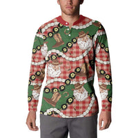 Cowboy Hawaii Mele Kalikimaka Button Sweatshirt Paniolo Kukui Nut Pikake Lei Red Version - Polynesian Pride