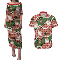 Cowboy Hawaii Mele Kalikimaka Couples Matching Puletasi and Hawaiian Shirt Paniolo Kukui Nut Pikake Lei Red Version - Polynesian Pride