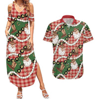 Cowboy Hawaii Mele Kalikimaka Couples Matching Summer Maxi Dress and Hawaiian Shirt Paniolo Kukui Nut Pikake Lei Red Version - Polynesian Pride