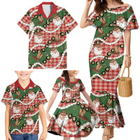 Cowboy Hawaii Mele Kalikimaka Family Matching Mermaid Dress and Hawaiian Shirt Paniolo Kukui Nut Pikake Lei Red Version - Polynesian Pride
