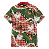 Cowboy Hawaii Mele Kalikimaka Family Matching Off The Shoulder Long Sleeve Dress and Hawaiian Shirt Paniolo Kukui Nut Pikake Lei Red Version - Polynesian Pride