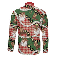 Cowboy Hawaii Mele Kalikimaka Family Matching Off The Shoulder Long Sleeve Dress and Hawaiian Shirt Paniolo Kukui Nut Pikake Lei Red Version - Polynesian Pride