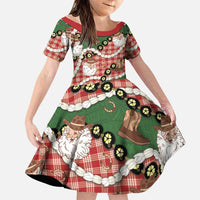 Cowboy Hawaii Mele Kalikimaka Family Matching Off Shoulder Maxi Dress and Hawaiian Shirt Paniolo Kukui Nut Pikake Lei Red Version - Polynesian Pride