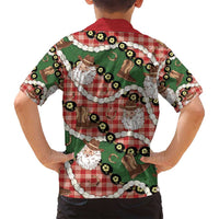 Cowboy Hawaii Mele Kalikimaka Family Matching Off Shoulder Short Dress and Hawaiian Shirt Paniolo Kukui Nut Pikake Lei Red Version - Polynesian Pride