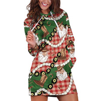 Cowboy Hawaii Mele Kalikimaka Hoodie Dress Paniolo Kukui Nut Pikake Lei Red Version - Polynesian Pride