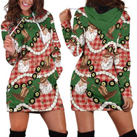 Cowboy Hawaii Mele Kalikimaka Hoodie Dress Paniolo Kukui Nut Pikake Lei Red Version - Polynesian Pride