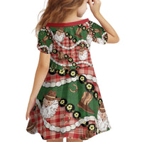 Cowboy Hawaii Mele Kalikimaka Kid Short Sleeve Dress Paniolo Kukui Nut Pikake Lei Red Version - Polynesian Pride