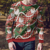 Cowboy Hawaii Mele Kalikimaka Ugly Christmas Sweater Paniolo Kukui Nut Pikake Lei Red Version - Polynesian Pride