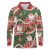 Cowboy Hawaii Mele Kalikimaka Long Sleeve Polo Shirt Paniolo Kukui Nut Pikake Lei Red Version LT14 Red - Polynesian Pride