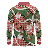 Cowboy Hawaii Mele Kalikimaka Long Sleeve Polo Shirt Paniolo Kukui Nut Pikake Lei Red Version LT14 - Polynesian Pride