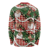 Cowboy Hawaii Mele Kalikimaka Long Sleeve Shirt Paniolo Kukui Nut Pikake Lei Red Version - Polynesian Pride