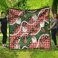 Cowboy Hawaii Mele Kalikimaka Quilt Paniolo Kukui Nut Pikake Lei Red Version - Polynesian Pride