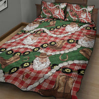 Cowboy Hawaii Mele Kalikimaka Quilt Bed Set Paniolo Kukui Nut Pikake Lei Red Version - Polynesian Pride