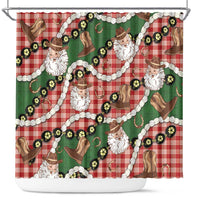 Cowboy Hawaii Mele Kalikimaka Shower Curtain Paniolo Kukui Nut Pikake Lei Red Version - Polynesian Pride