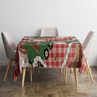 Cowboy Hawaii Mele Kalikimaka Tablecloth Paniolo Kukui Nut Pikake Lei Red Version - Polynesian Pride