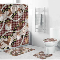 Cowboy Hawaii Mele Kalikimaka Bathroom Set Paniolo Kukui Nut Pikake Lei Burgundy Version - Polynesian Pride